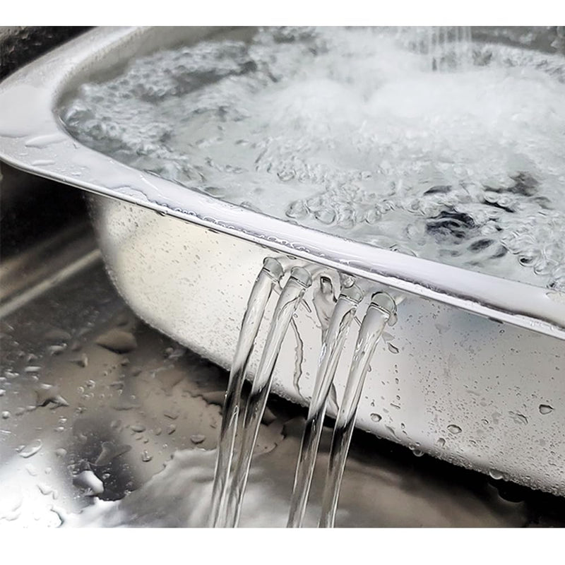 Stainless Steel Dishpan 9.9L/ Large Washing-up Bowl 9.9L, Multipurpose Kitchen Sink Bowl, Dish Tub, Vegetable Washing Basin (15.35L x 11.8W x 4.72H inches) / Rubber Cap Type WaterSpout Type