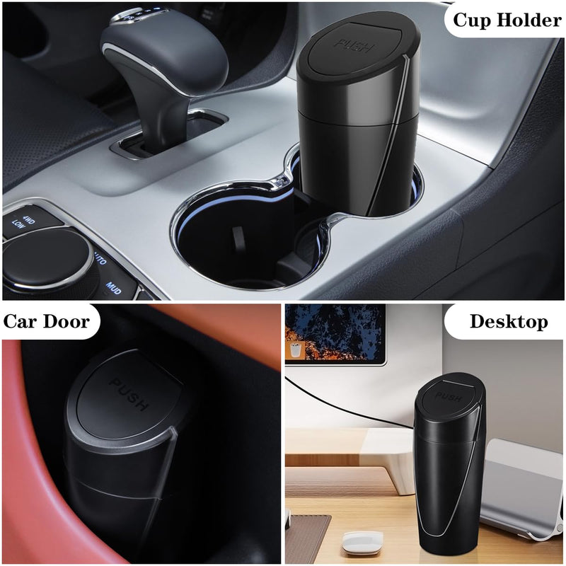  [AUSTRALIA] - Car Trash Can Bin with Lid - 2 Packs Car Garbage Can Cup Holder - Black Mini Leakproof Vehicle Trash Garbage Can Bin with 40pcs Trash Bags-Car Organizers and Storage for Front Back Seat Accessories Black,Black 1