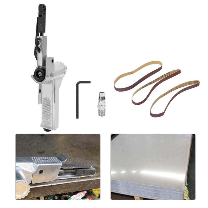 Eboxer Air Belt Sander, 10mm Pneumatic Belt Sander 3/8" x 13" with 3pcs Belts, File Sander for Cutting and Grinding, Air Grinding Polishing Tool for Wood Glass Metal