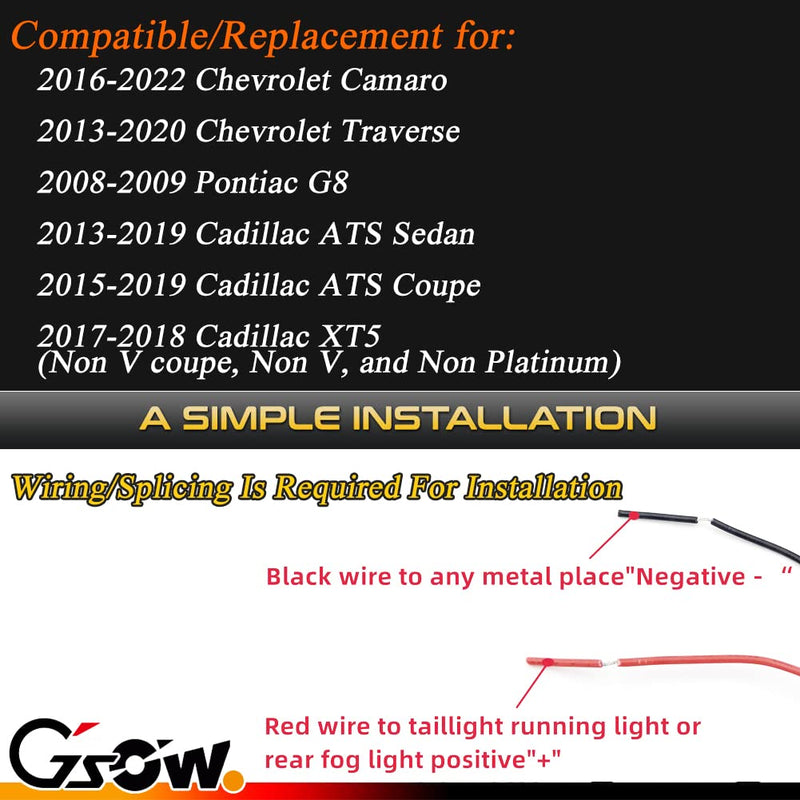 LED Rear Bumper Reflector Lights for Chevrolet Camaro 2016-2024, Traverse 2013-2020, Red Rear Brake Tail Lamps Smoked Lens, 2 PCS