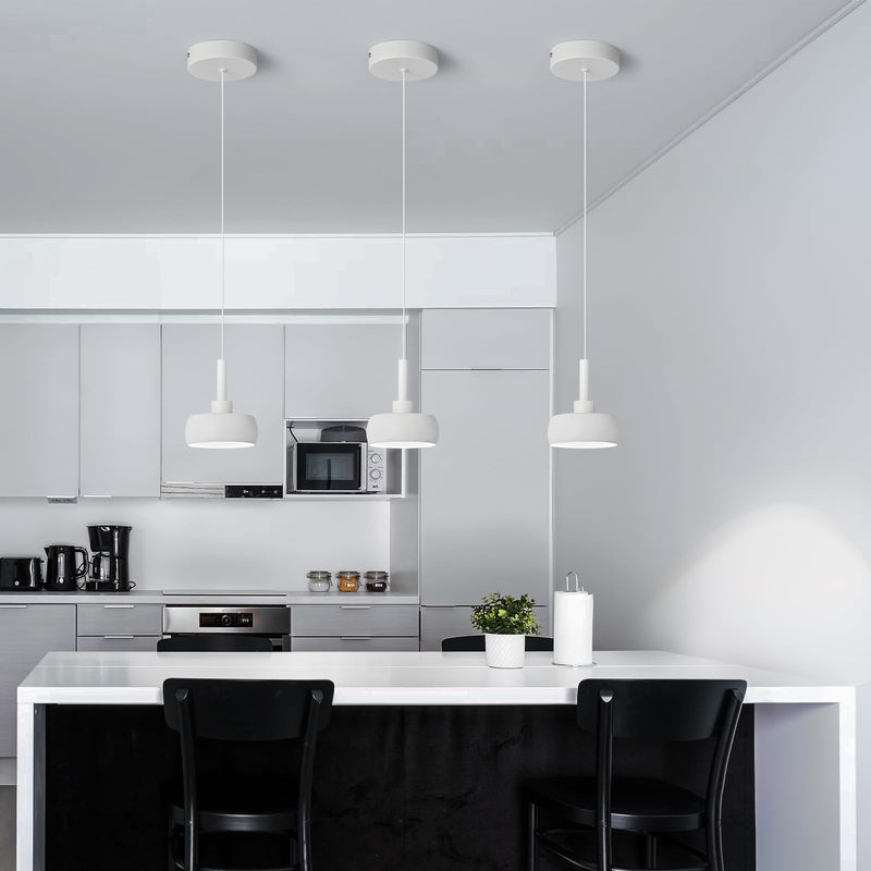 Pure White Pendant Light Fixtures Kitchen Island Mini Dome Hanging Light Fixtures LED COB Source Modern Hanging Lamp for Bedroom Living Room Dining Bar(1 Pack) 1-Pack