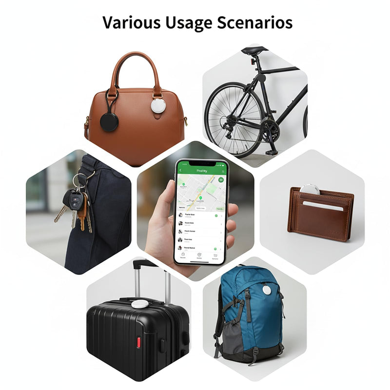 2 Pack GPS Tracker for Vehicles Work with Find My (iOS Only) Real Time Mini | Hidden Car Tracking Devices Worldwide Coverage Car Key Locator Waterproof No Monthly Fee No Subscription No SIM Card Required black+white