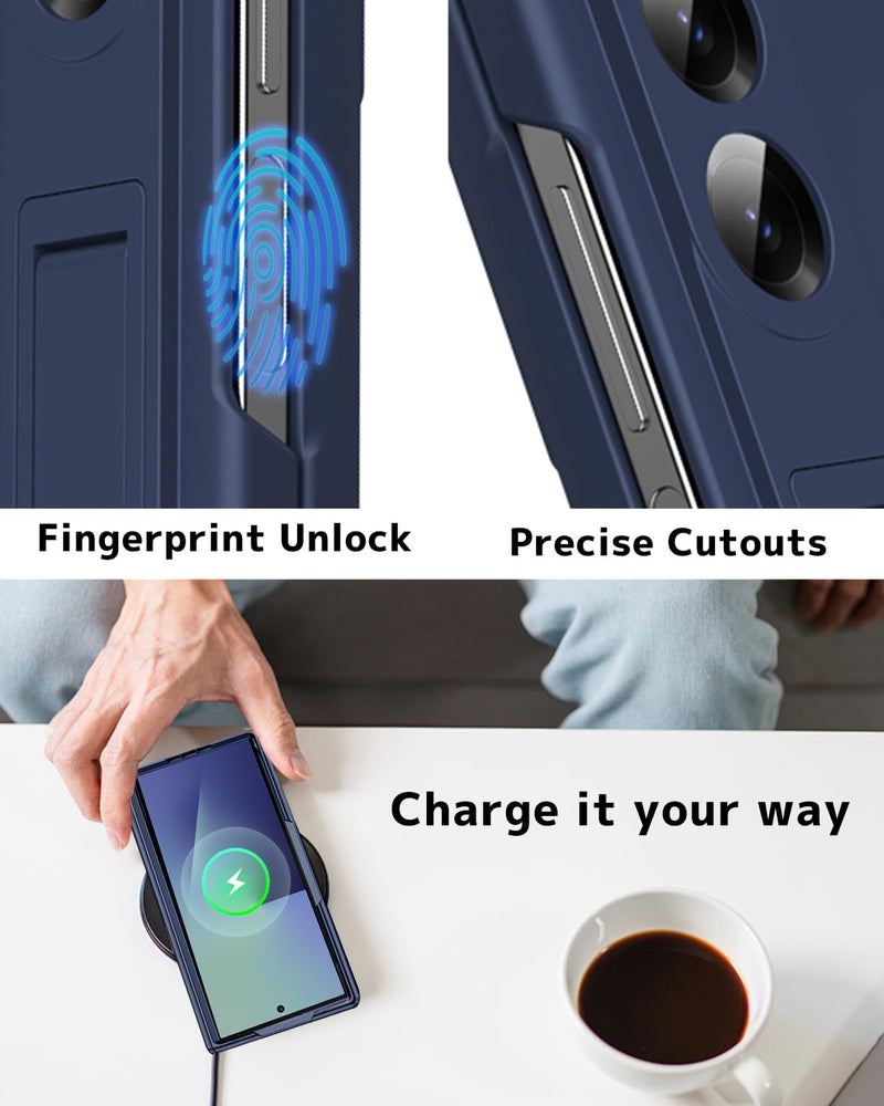 NINKI for Samsung Galaxy Z Fold 8 Ultra Case with S Pen Holder and Stylus, Kickstand Screen Protector Hinge Hard Slim Phone Cover for Samsung Z fold 8 Ultra Case with S Pen Slot and Stand – Royal Blue