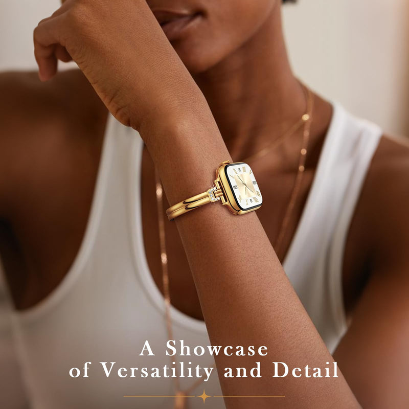 AIRSPO Slim Band Compatible for Apple Watch Bands for Women 38mm 40mm 41mm 42mm,Thin Metal Strap Dressy Jewelry Bracelet with Bling Diamond for iWatch Bands Series 11 10 9 8 7 6 5 4 3 SE 2 1 (Gold) Gold 38mm/40mm/41mm/42mm(Series 10 11)