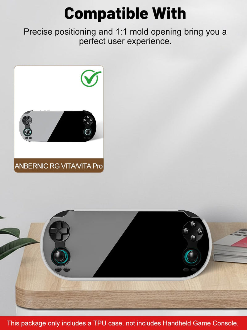 Tpu Protective Case for ANBERNIC RG VITA/VITA Pro Handheld Game Console, Full-Body Protective Cover with Precise Cutout, Shockproof Dustproof Protector Sleeve & Scratch-Resistant Sleeve (White) White