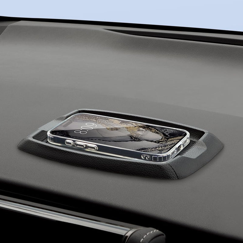 Car Dashboard Anti-Slip Mat, 8.66 × 5.12 in, Black | Features rich, in-depth texture reminiscent of real leather and lifelike stitching details. for Phones, Sunglasses, Keys 1 Pack