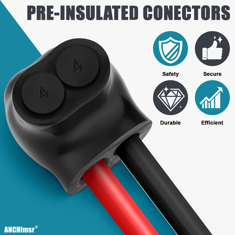 2-Port Insulated Multi-Tap Connector 4-14 AWG Aluminum-to-Copper Single-Side Entry Aluminum Wire Connectors 5/32" Slotted Allen Hex (5 Pack) 5PCS 2 port 4-14 AWG