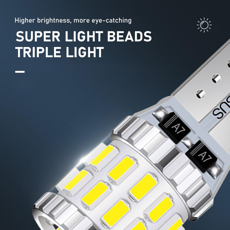 gunhunt Pack-2 Car Wide Lights, 3W Led Light Bulbs, Aluminum Reading Lights, License Plate Lights, Instrument Lights, Auto Bulb Replacements, Universal for Most Cars, Trucks, SUVs (White) 2 PCS White