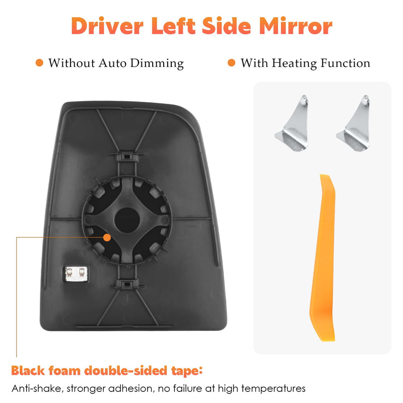 Driver Left Side Upper Rearview Convex Heated Mirror Glass With Rear Holder Fits for 2015-2022 Ford Transit-150 250 350 HD CK4Z17K707B CK4Z17K707D