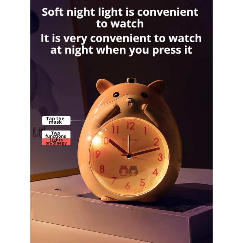 Kids Alarm Clock Hamster Alarm Clock for Kids Bedroom, Cute Cartoon Bedside Clock Children's Sleep Trainier, Wake Up for Boys Girls Birthday Gifts (Yellow) Yellow