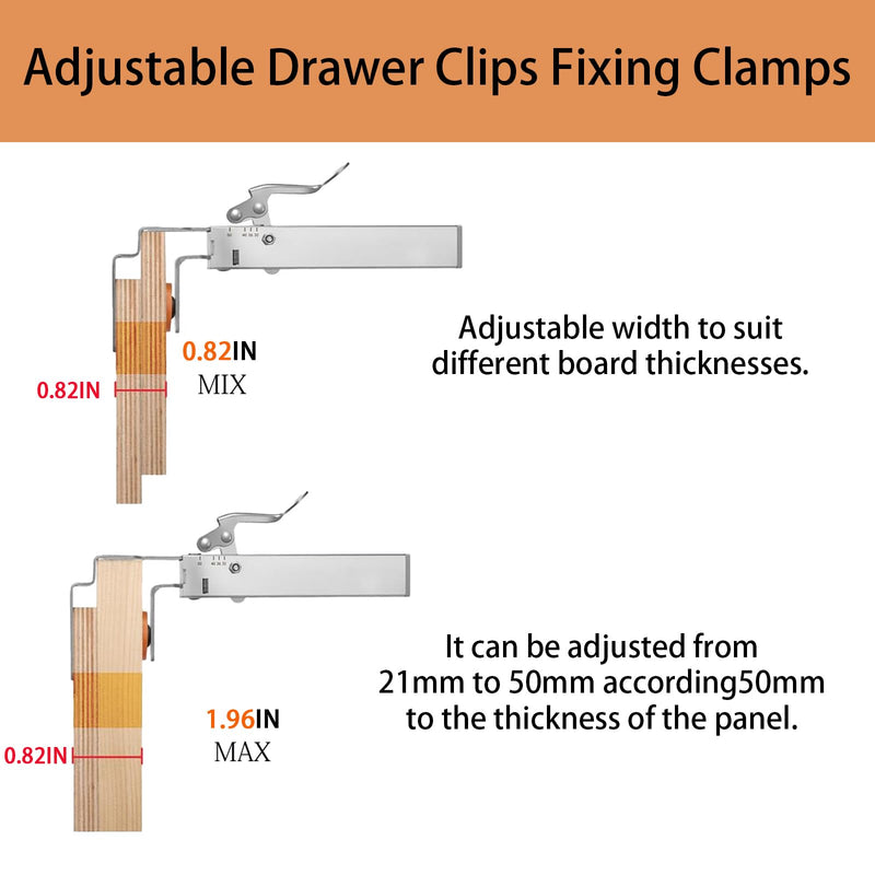 Drawer Front Installation Clamps, Adjustable Drawer Fixing Clamp,for Drawer Clamps for Drawer Panel Installation Fixing Clips With Woodworking Pencil - 2 Sets