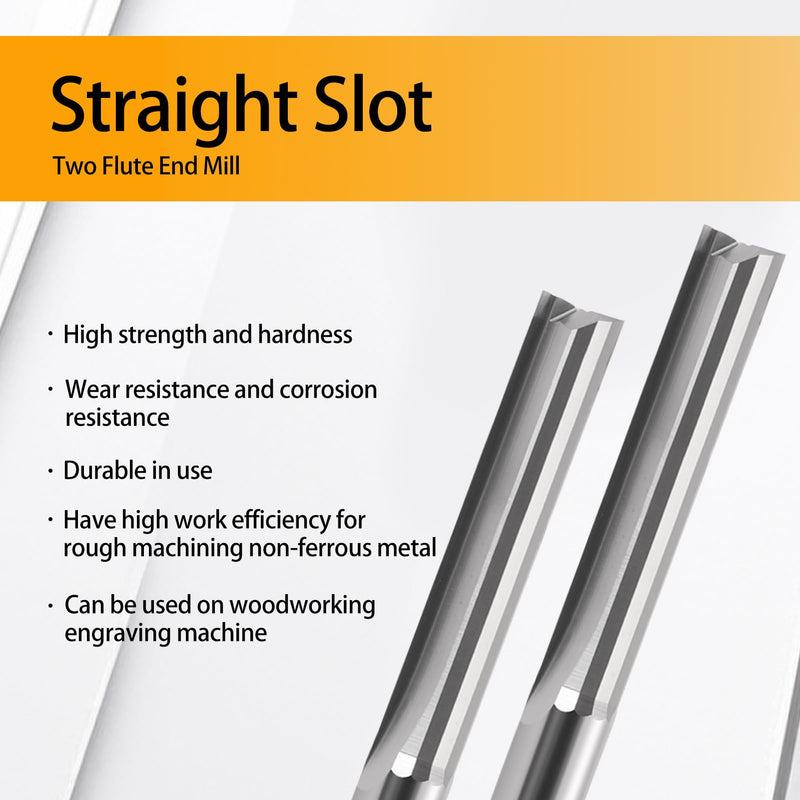 CNC Router Bits Straight Router Bit 1/8 Shank,2mm Cutting Dia Straight Flute Carbide End Mill Cutter 2-Flute Milling Tungsten Steel 15mm CEL/38mm OAL for Woodworking 10 Pack 3.175x2x15mm