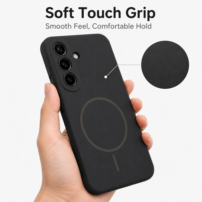 Magnetic for Samsung Galaxy A17 5G Case, Silicone Phone Case with 2 Screen Protectors, Integrated Raised Camera Protection, Shock-Absorbing Drop Protection, Black