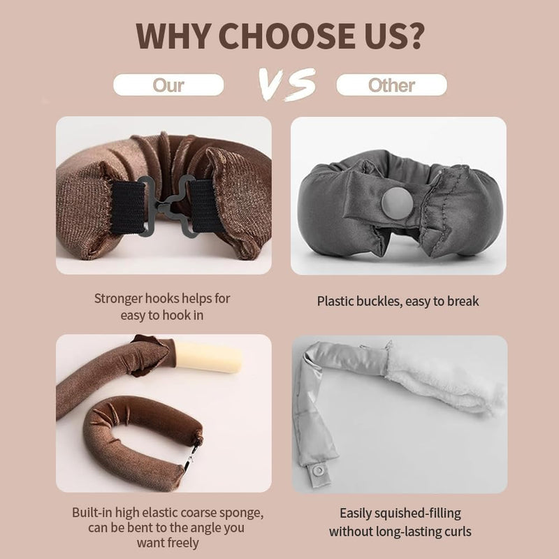  [AUSTRALIA] - elook 3PCS Heatless Curlers (2) | High Resilience Hair Rollers Lazy Heatless Blowout Rods, Soft Velvet Thick Flexi Rods with Hook, Long DIY Hair Styling Tools 2