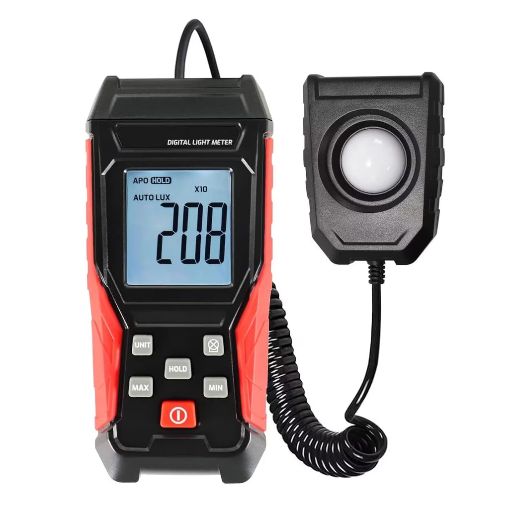 Light Meter Digital Lux Meter Handheld Illuminance Light Meter with 360 Degree Rotating Sensor, 4 Digit LCD Display 0~200,000 Measurement Range Luxmeter Tester for Plants, Headlights, Home & Office