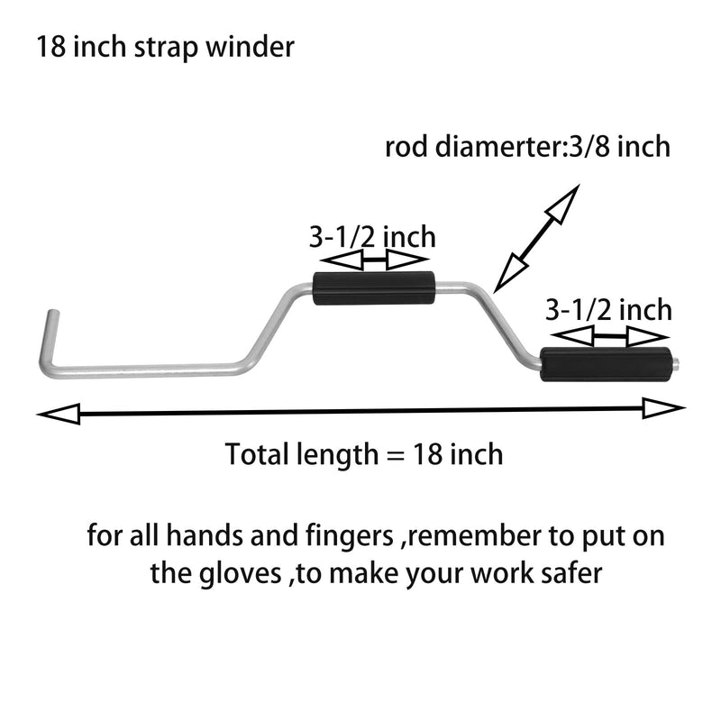 Portable Strap Winder for Flatbed Truck Hand Roller for Winding Strap Winder Winch Winder for Winch Straps-18 inch 1pack