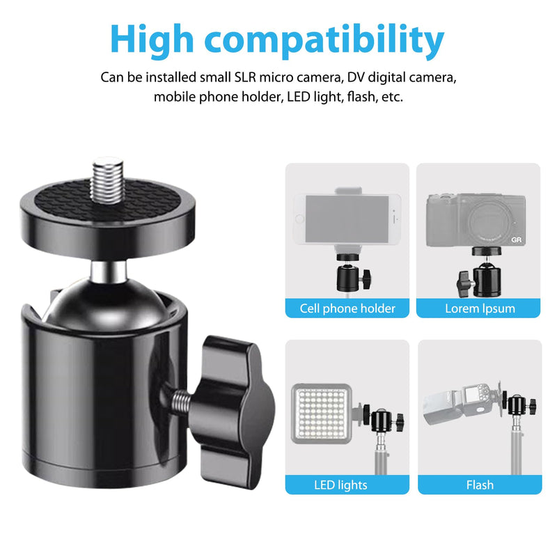 Daniob 4-Pack Mini Ball Head, Tripod Head with 1/4" hot Shoe, 360° Rotatable Ball Head Camera Mount Adapter, with Tripods, Light Bracket, SLR Cameras