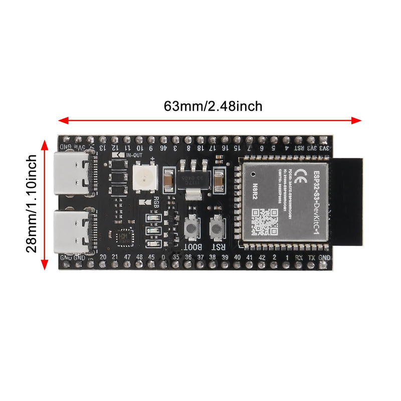 4pcs ESP32-S3-DevKitC-1-N8R2 ESP32-S3 Type-C Development Board Wi-Fi + Bluetooth MCU Module Integrates Complete Wi-Fi and BLE Functions ESP32-S3-WROOM Module(Pre-soldered pins) ESP32-S3 N8R2