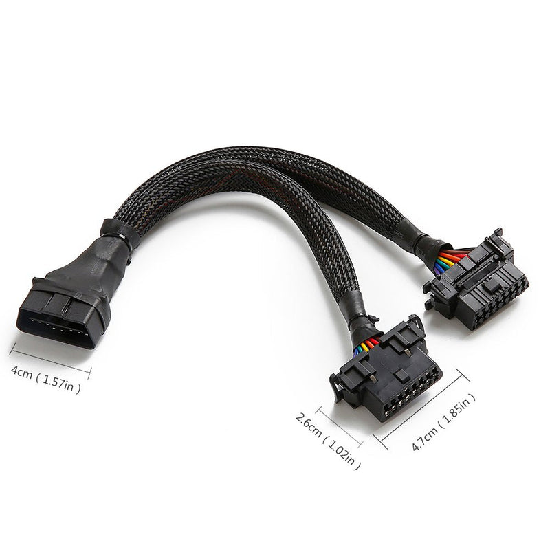 bbfly-B6 OBD2 Splitter 16 Pin OBD II Splitter Extension 1x Male and 2X Female Extension Cable Adapter (1FT/30CM) (1Pack) 1Pack
