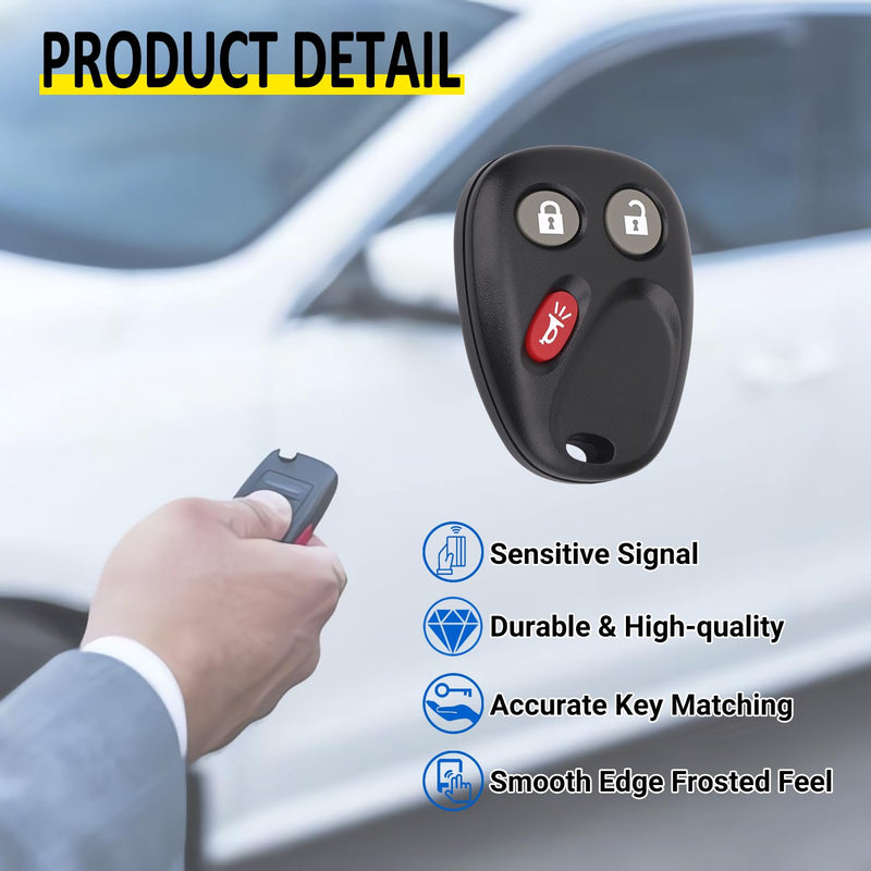 Key Fob Replacement for 2003-2006 Chevy Silverado Suburban Avalanche Tahoe SSR Equinox/ 03-06 Gmc Sierra Yukon XL/ 03-06 Hummer H2/ 04-07 Saturn Vue/ 03-06 Escalade Car Keyless, LHJ011, 3 Btn