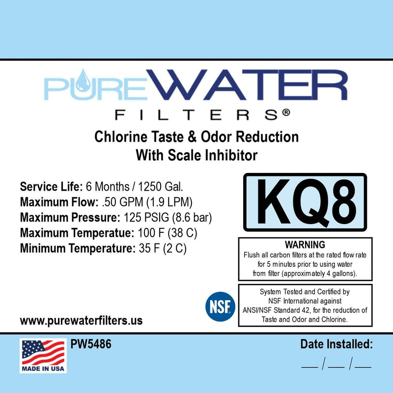 PureWater Filters Replacement Water Filter Cartridge KQ8 PW5486 for Keurig B150/K150 B155/K155 Office Pro K2500 K3000 B3000SE K3500 K4000 1 Count (Pack of 1)