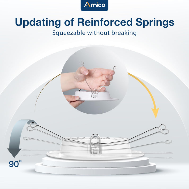 Amico Recessed Lighting 5/6 Inch, 4 Pack 5CCT Flat LED Can Lights, 2700K/3000K/4000K/5000K/6000K Selectable,12W Eqv 120W, 1050LM Brightness, Retrofit Installation - ETL & FCC 6 Inch