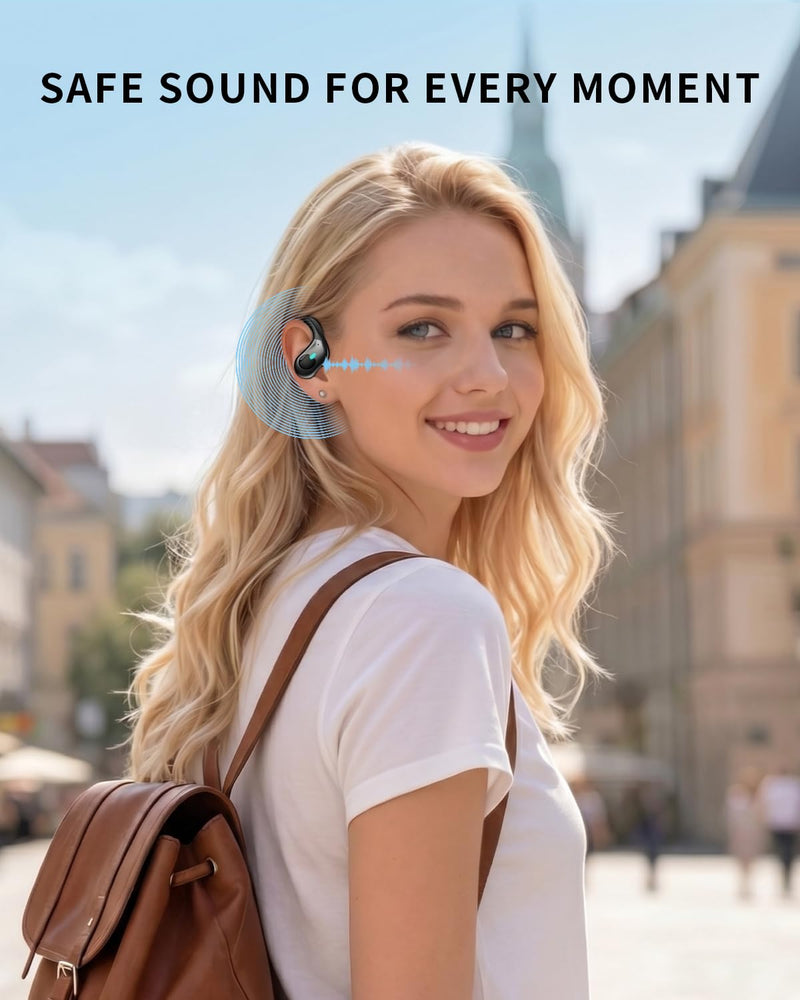 Active Noise Cancelling Ear Buds Wireless Earbuds 90H Playtime Bluetooth Headphones Stereo Bass Over-Ear Hooks Earphones with Power Display Case IPX7 Waterproof Headset for Workout/Running, Black