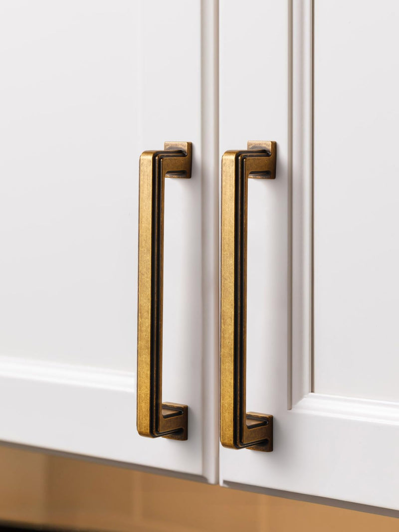 SORWDUREM 5 Pack 5 Inch(128mm) Antique Brass Cabinet Pulls Drawer Pulls Kitchen Hardware Cabinet Handles Cupboard Kitchen Hardware 5"(128mm) Hole Center