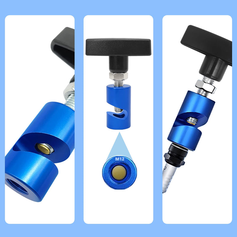 ZKTOOL1063 Lift Support Clamp with Brass Core Protection, 2-in-1 Hood Strut Clamp and Spark Plug Caliper, 12mm Spark Plug Gap Tool Blue M12×1PC