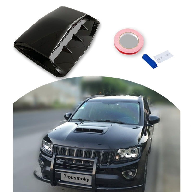 Hood Scoop Car Hood Vent Universal Air Intake Grille Inlet Trim Decor Cover Turbo Bonnet Vent Cover Accessory (Black) Black