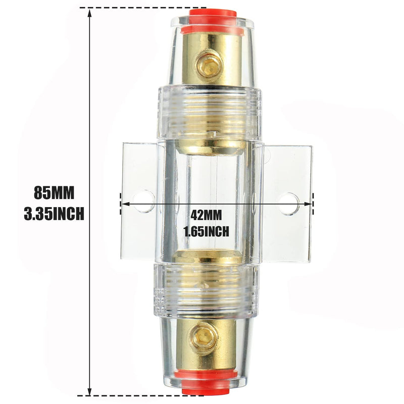 BOJACK 4-8 Gauge AWG in-line 100A AGU Fuse Holder with 100 Amp AGU Fuses for Car Audio, Alarm, Amplifier, Compressors, Waterproof Inline Fuse Holders (100A)