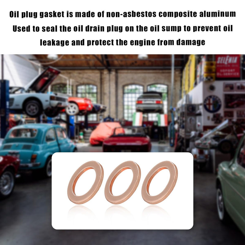 15PCS Oil Drain Plug Gasket, 14mm Copper Oil Crush Washer Compatible with OEM PN Part 007603-014106, Car Accessories for Oil Drain Plug Washer Gaskets Seals Replacement 15PCS