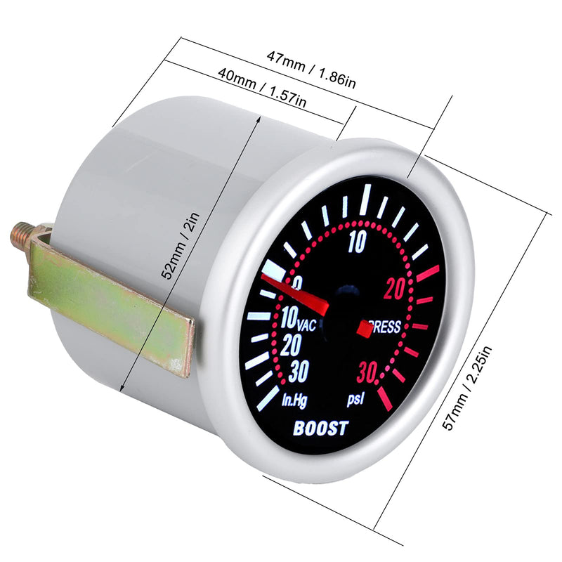 2 Turbo Boost Gauge Kit, 12V High Accuracy Auto Car Turbo Pressure Meter, -30 to +30PSI Pointer for Vehicle Performance Monitoring