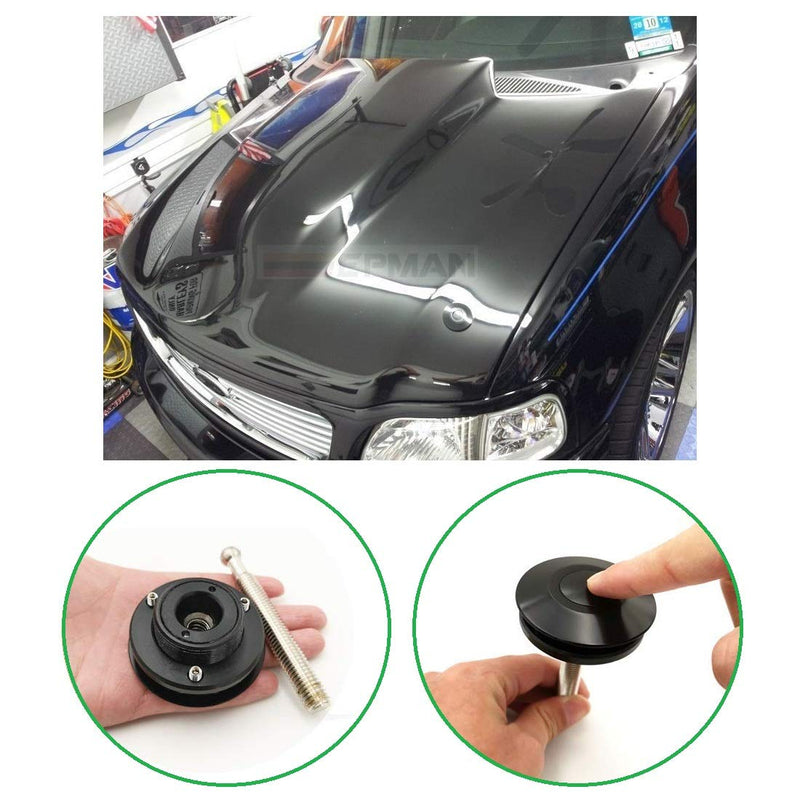  [AUSTRALIA] - 2Pack Quick Release Latch Universal 2.44in/62mm Diameter Universal Aluminum Alloy Push Button Quick Latch Hood Pins Lock Clip Kit for Auto Car Hood Pins Lock(2Pack-Black Pro) 2black PRO 62-100