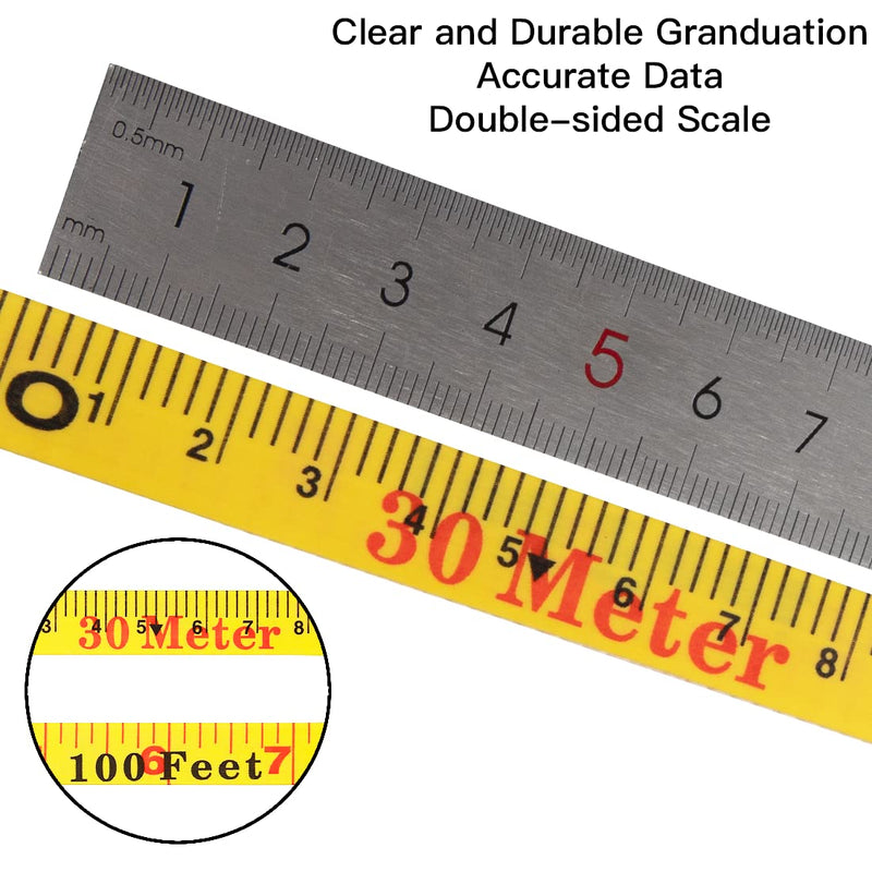 Open Reel Fiberglass Tape Measure, 165 Foot Tape Measure by 1/2-Inch, Inch/Metric Scale for Engineer,Outdoor, Athletic Field, Impact Resistant ABS Shell (165FT/50M 50.3 m