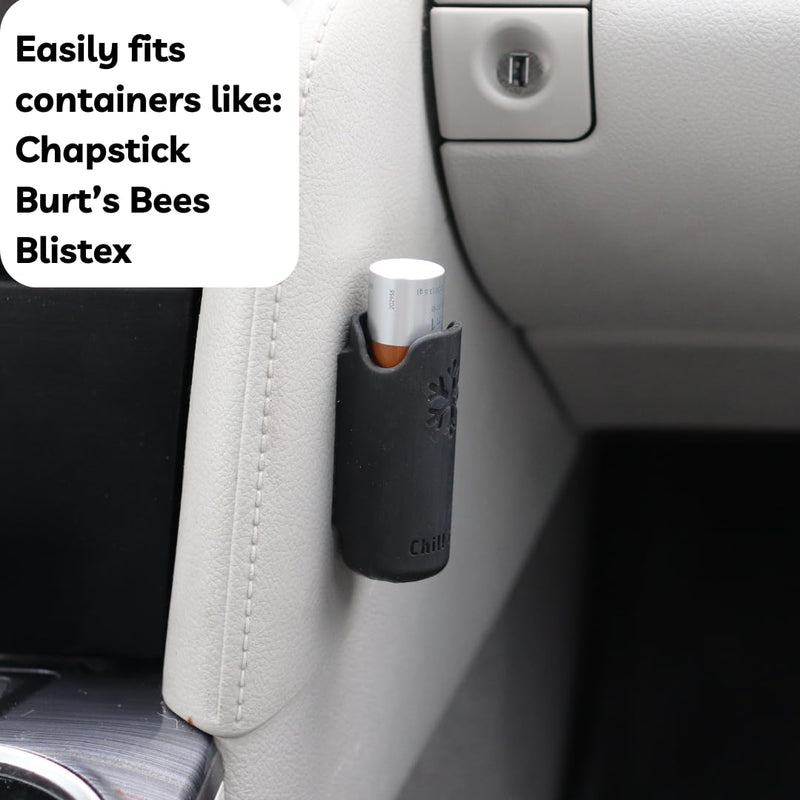 Chill Chap - Insulated Lip Balm Mount - Premium Interior Car Accessory - Keep Your Chapstick Handy and Upright! - Great Low-Cost Gift (Black) Black