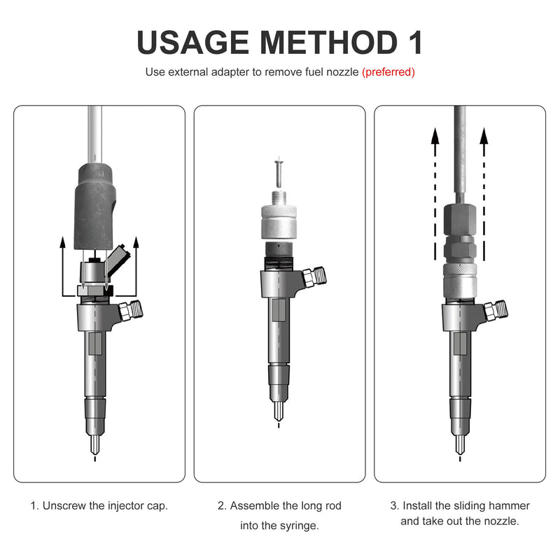 Diesel Injector Extractor Puller and Common Rail Adaptor Slide Hammer Removal Kit