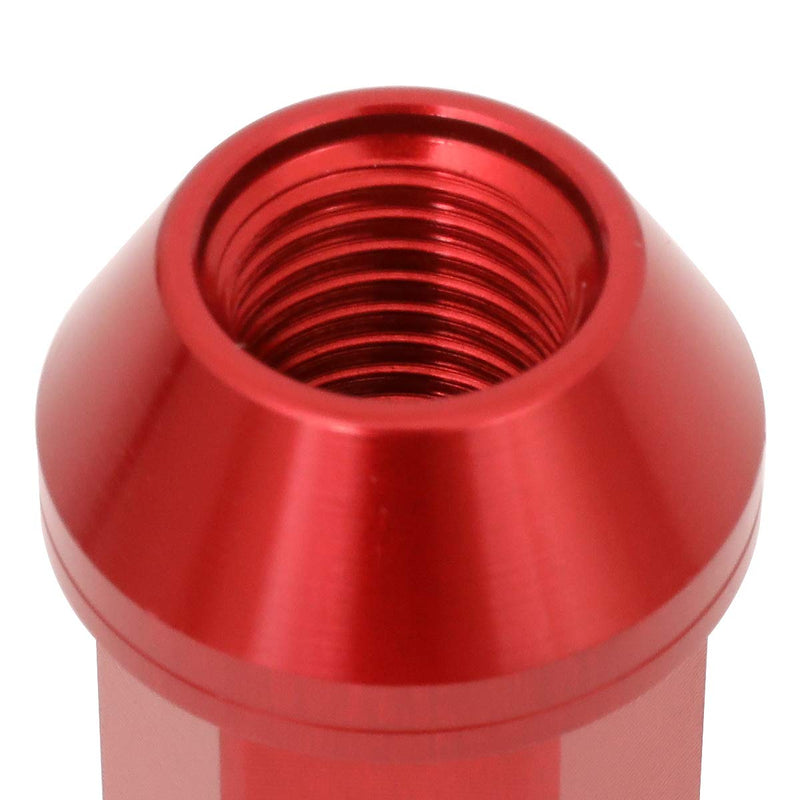 J2 Engineering LN-T7-013-15-RD Red 7075 Aluminum M12X1.5 20Pcs L: 50mm Open End Lug Nut w/Socket Adapter 1.5-Inch