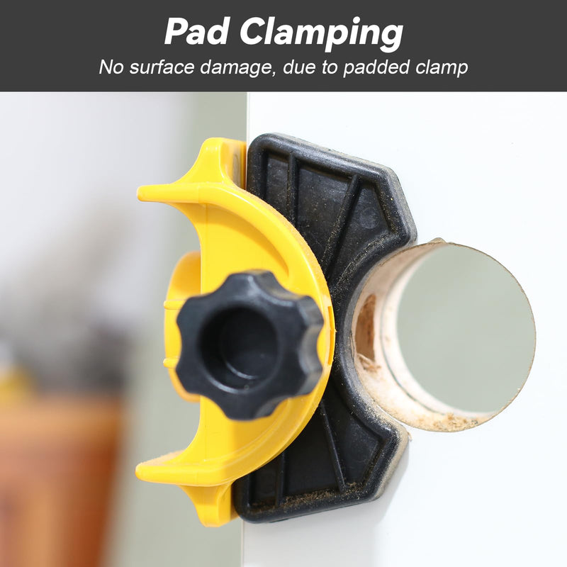 Door Lock Installation Kit - C-Clamp Design Tool-Free Clamping for Metal & Wood Doors, 2 Adjustable Bushings, with Bi-Metal Hole Saw & Anti-Warp Backing Plates (Yellow) Yellow