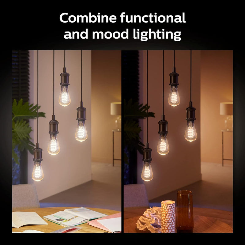 Philips Hue 7W ST19 White Ambiance LED Smart Vintage Edison Filament Bulb, Warm - Pack of 1 - E26 - Control with App - Compatible with Alexa, Google Assistant and Apple HomeKit 1 Pack