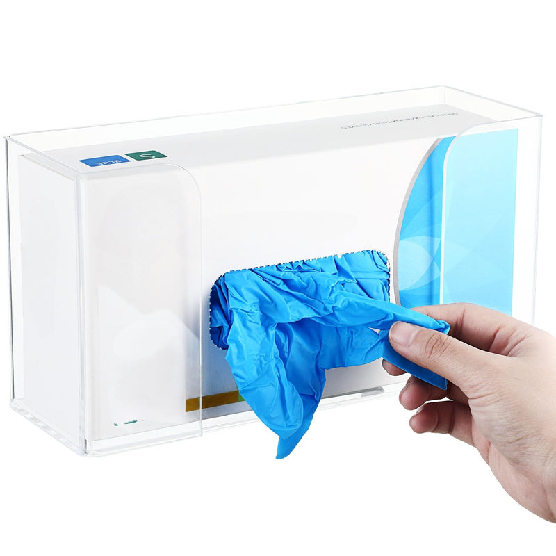 Weysat 2 Pcs Acrylic Glove Box Holder Dispenser Glove Holder for Wall Mount Acrylic Rack Wall Floating Mask Dispenser for Medical Latex Rubber Disposable Mitten Boxes(Clear,Horizontal Style) Clear Horizontal Style