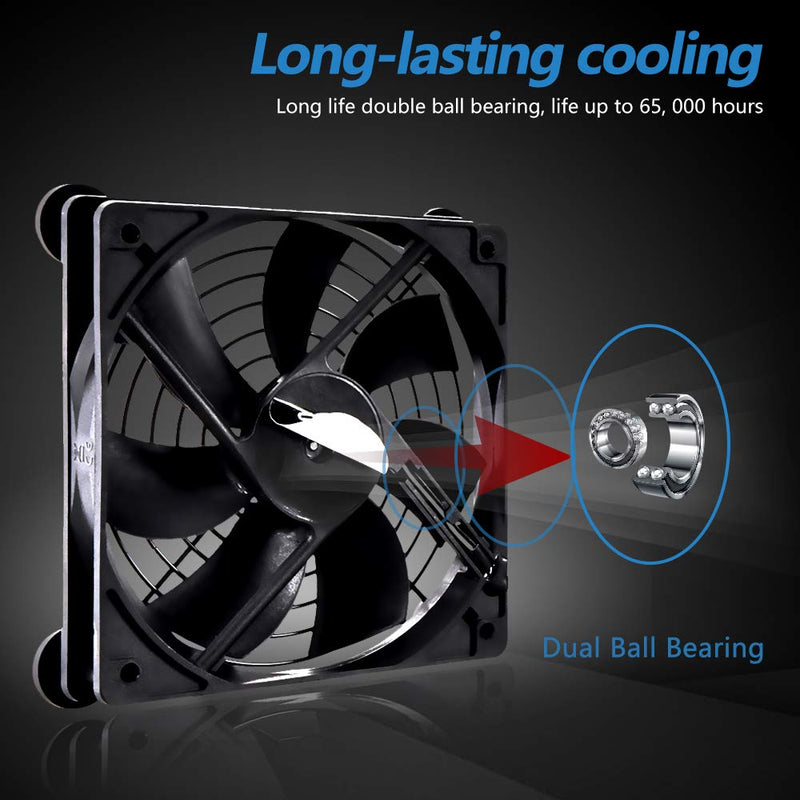 USB Dual 120mm Quiet Fan, 5V USB Portable Cooling Fan for Flat Panel TV Receiver Router DVR Playstation Xbox Computer Cabinet Cooler USB 120MM DUAL FAN