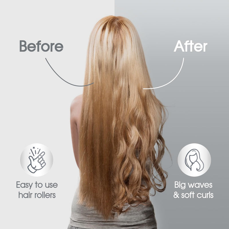 9pcs Self-Grip Hair Rollers Set,Heatless Curlers for Women Styling | Jumbo Large Medium Hot Rollers for Blowout Look,Overnight Curls,Bangs,Salon Heatless Curls,for Long Short Thick Fine Hair Grey 1 count (Pack of 9)