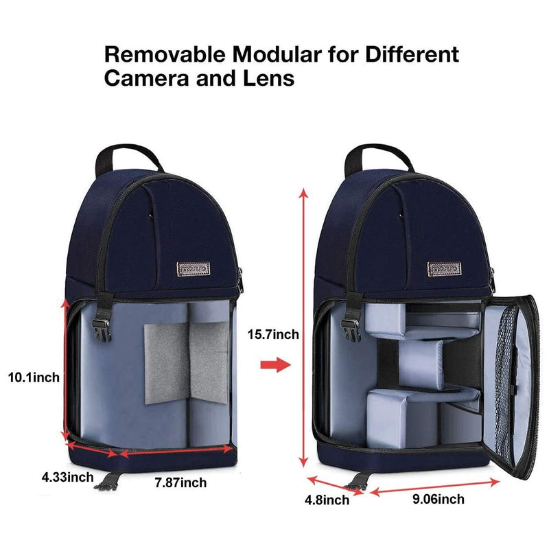 MOSISO Camera Sling Bag, DSLR/SLR/Mirrorless Camera Case Camera Backpack | Shockproof Photography Bag with Tripod Holder&Removable Modular Inserts Compatible with Canon/Nikon/Sony/Fuji, Navy Blue
