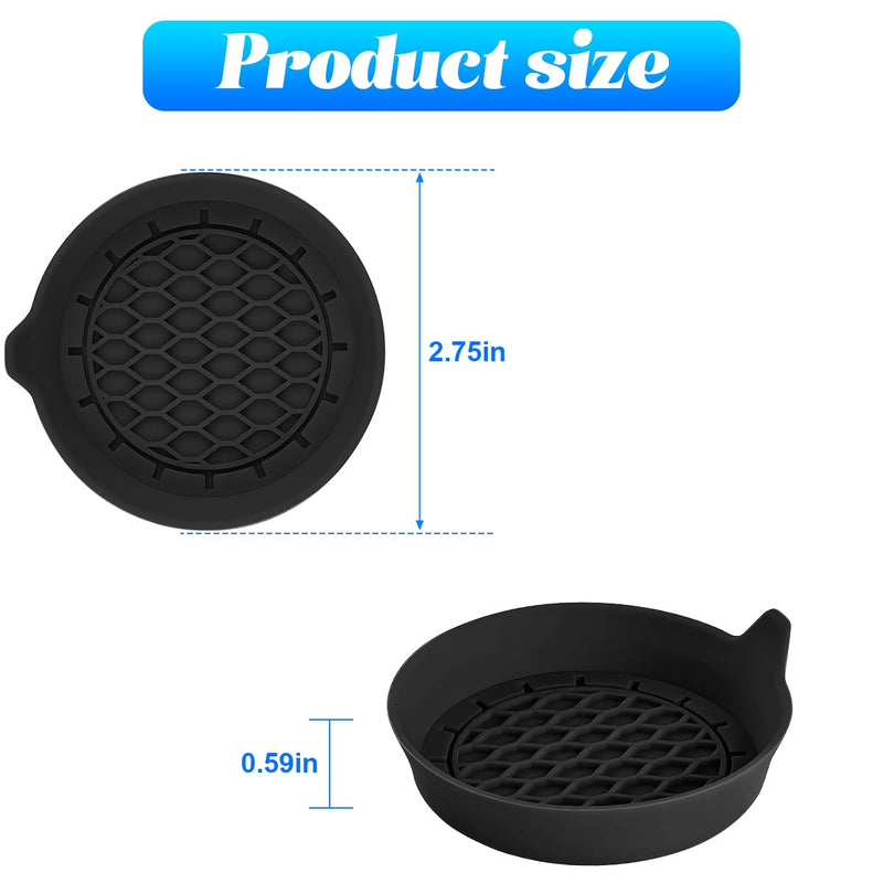 4PCS Car Cup Holder Coasters, Silicone Non-Slip Vehicle Cup Recessed Mats, Sift-Proof Automotive Interior Drink Insert Decor Accessories, Universal for SUV, Sedan, Truck (Black) Black/Silicone