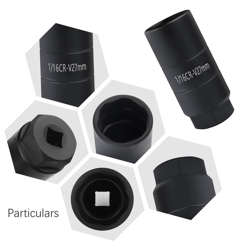 Oil Pressure Sensor Socket,1 1/16 Socket Switch Fits 3/8" Drive or 1 1/8" Hex Wrench,Professional Oil Pressure Switch Socket for Quick Removing/Installing Oil Sending Unit (Black) Black