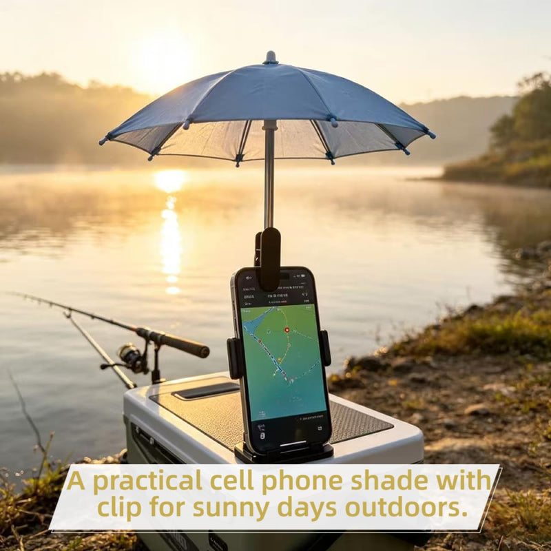 3 Pack Phone Umbrella for Sun, Cell Phone Shade with Adjustable Clip, Portable Sun Shade for Smartphones, Rainproof Outdoor Accessory for Beach, Travel, Hiking (Blue + Black + Camo)