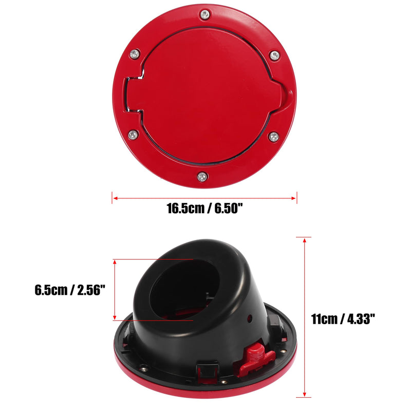 X AUTOHAUX Red Car Gas Fuel Filler Door Cover Fuel Tank Cap for Jeep Wrangler JK Unlimited 2007-2018