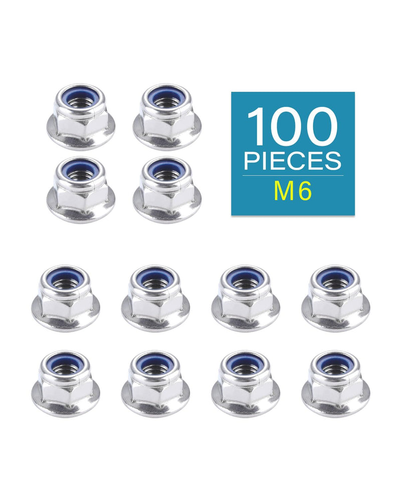 IMScrews M6-1.0 Flange Nuts, 304 Stainless Steel Hex Flange Nuts, DIN6926 Locking Nuts with Integrated Washer Base, Corrosion Resistant Hardware for Secure Fastening, Pack of 100