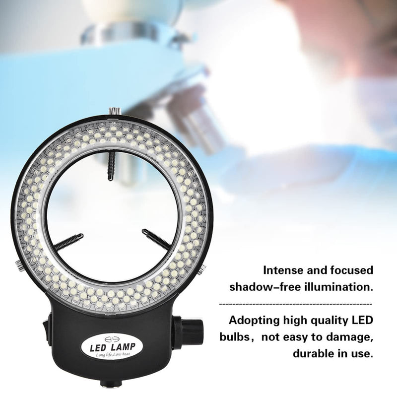LED Ring Light 144 LED Beads Brightness Adjustable Ring Lamp Light Source for Stereo Microscope Camera(Black US Plug)